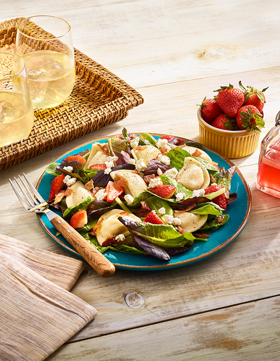 Strawberry Bacon Mini Pierogy Salad