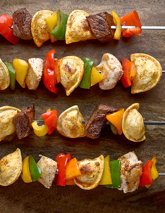 Grilled Veggie Pierogy Kabobs