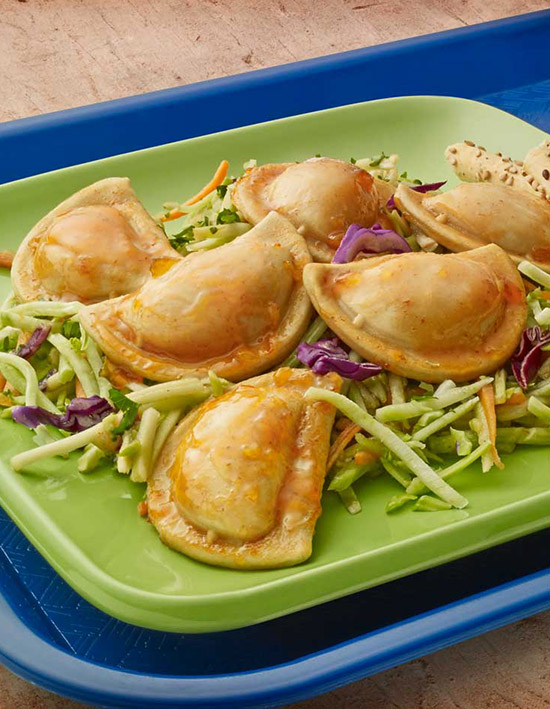 K-12 Orange-Glazed Sriracha Pierogies