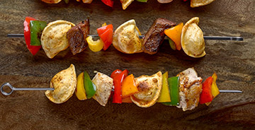 Grilled Veggie Pierogy Kabobs