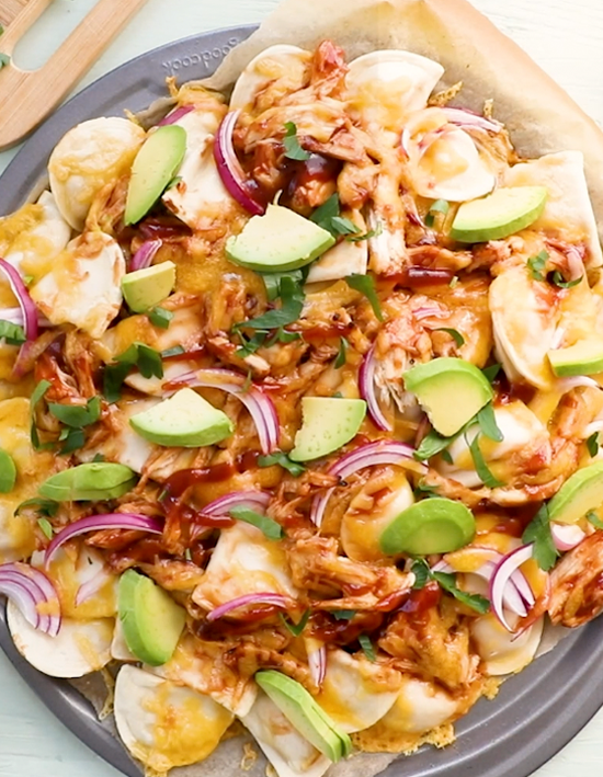 BBQ Chicken Pierogy Nachos