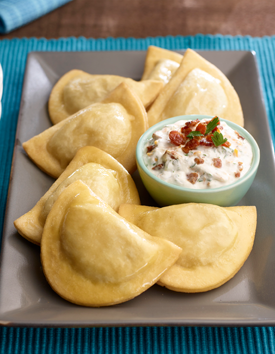 Loaded Baked Potato Pierogies with Smoked Sour Cream