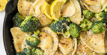 Lemon Broccoli Pierogy Skillet