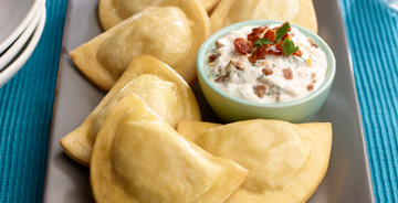 Loaded Baked Potato Pierogies with Smoked Sour Cream